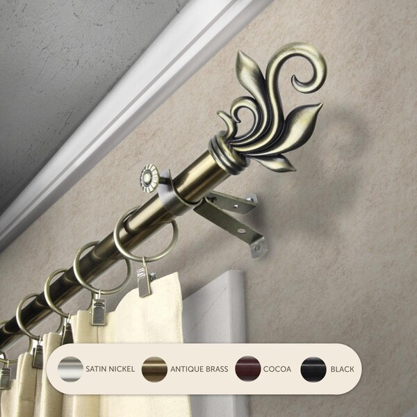 Central Design 0.8125 in. Giles Curtain Rod with 66 to 120 in. Extension, Antique Brass 4874-664 - main